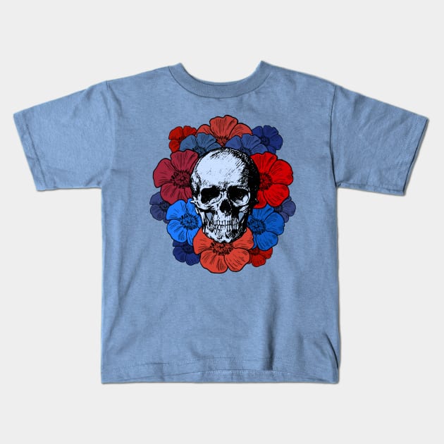 Skull and Flowers Kids T-Shirt by LefTEE Designs